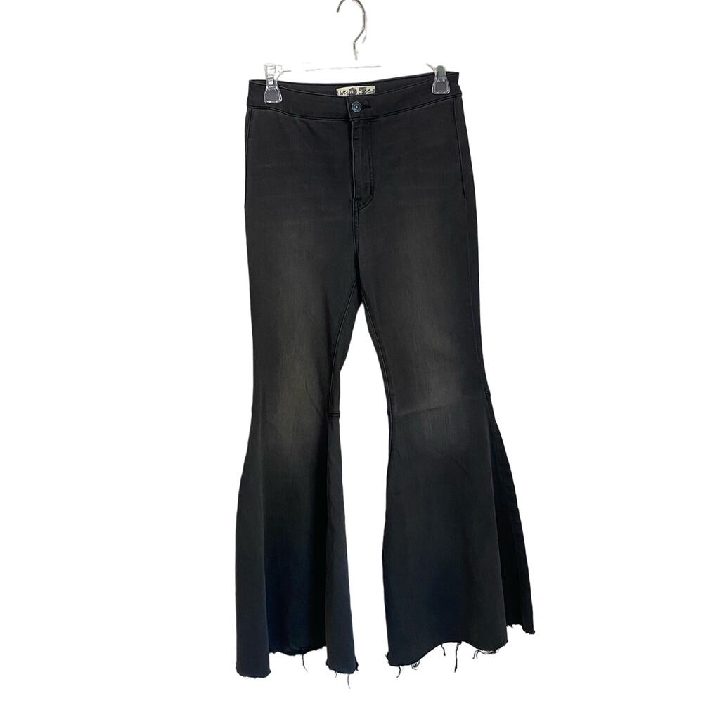 We The Free Groovy Ultra Flare Jeans 27S Black Wash High Rise Boho Retro